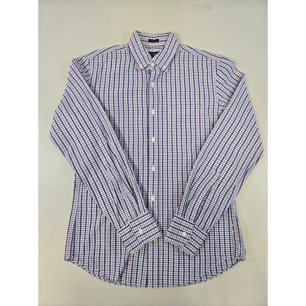 J.Crew Mens Slim Fit Button Down Shirt Small Purple Blue Plaid 100% Cotton